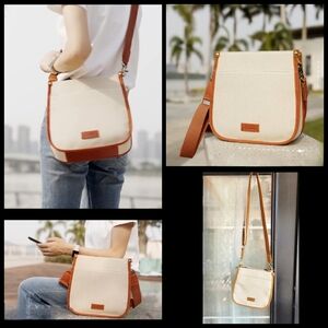 S-ZONE CrossbodyCanvas Leather Shoulder Bag Trendy Purses‎